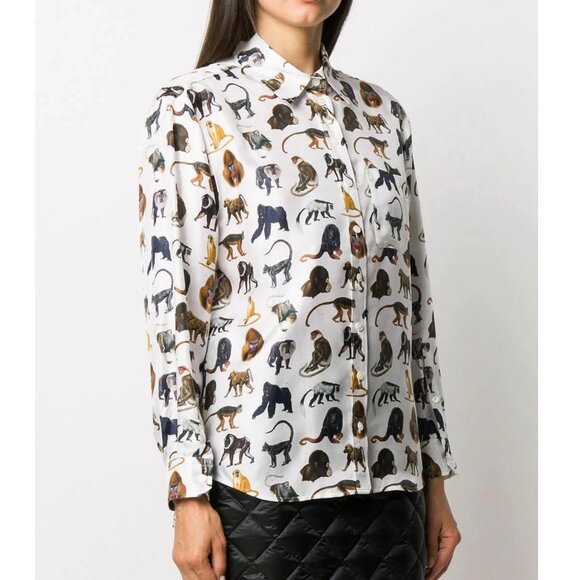 NWT Burberry Monkey Zoo Silk Button Shirt - Picture 5 of 16